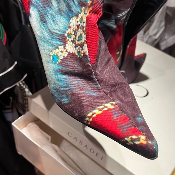 Casadei Multicolor Patterned Heeled Boots - Picture 3 of 7